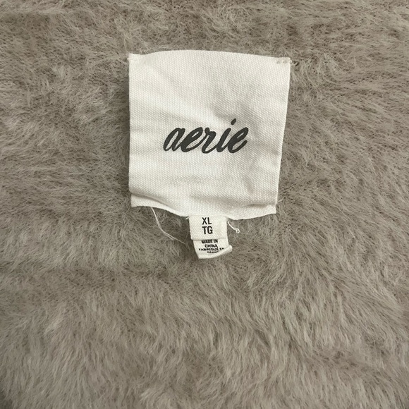 Aerie Fuzzy Cropped Cardigan in color Toasted Coconut - Picture 2 of 5